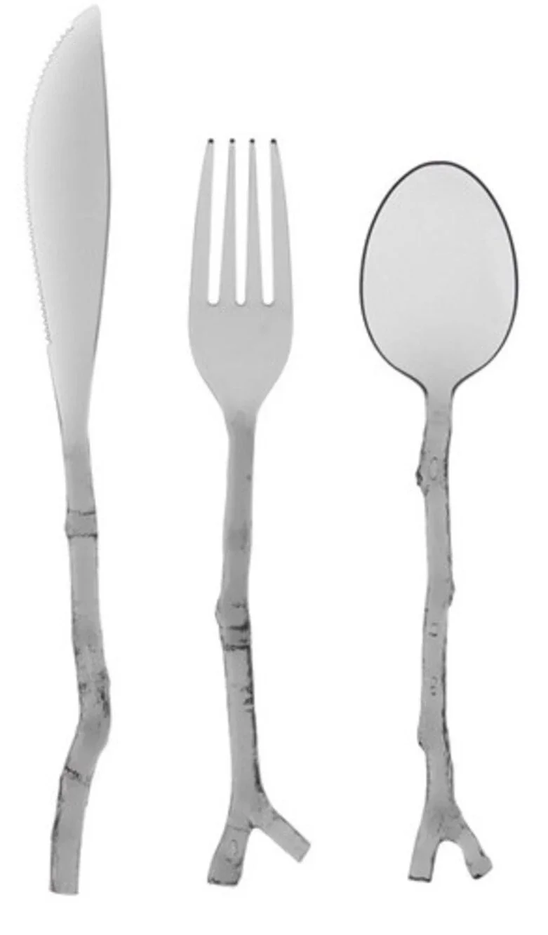 MadHouse Michael Aram Designs Grey Plastic Twigs Design In Box 12 count Cutlery